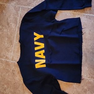 Navy cutoff sweatshirt